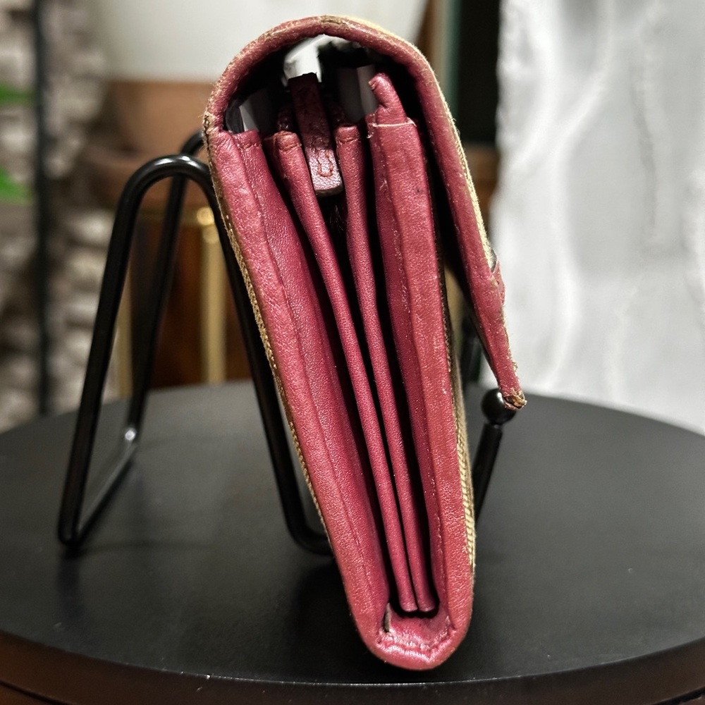 Vintage Gucci GG Canvas Wallet Pink Leather Heart Charm Y2K - Picture 4 of 8